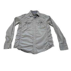 BKE Mens Small Short Sleeved Western Cowboy Pearl Snap Standard Fit Gray Shirt
